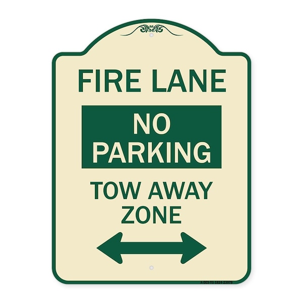 Signmission Fire Lane Tow-Away Zone W/ Bidirectional Arrow Heavy-Gauge Aluminum Sign, 24" x 18", TG-1824-23979 A-DES-TG-1824-23979 - main